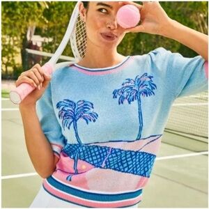 Lilly Pulitzer Ravello Blue Perfect Match Intarsia Vivie Sweater XL